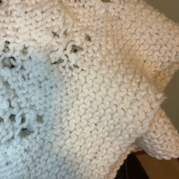 Hand crafted afghan in white. 36” x 54” great neutral can be used in any room. - Picture 3 of 6